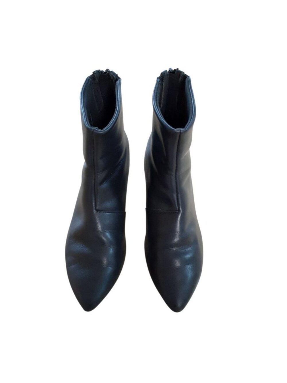 Clarks Womens Zippered Ankle Booties Size 6.5 Black Leather Pointed Toe